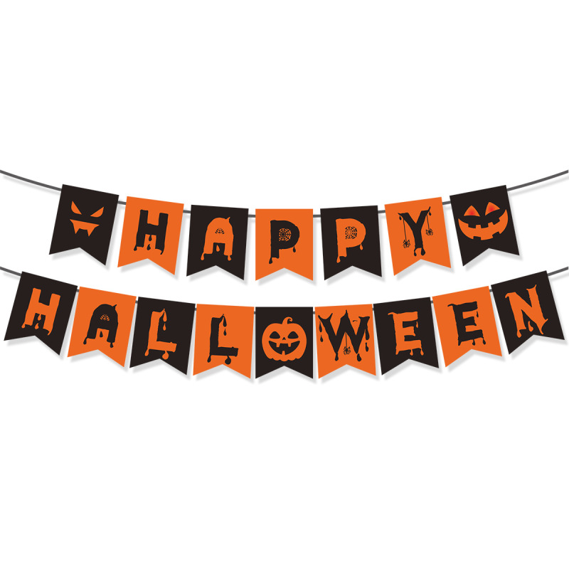 2025 アマゾンクロスボーダーハロウィンパーティー装飾ハッピーハロウィンカボチャゴーストフラグ卸売|undefined