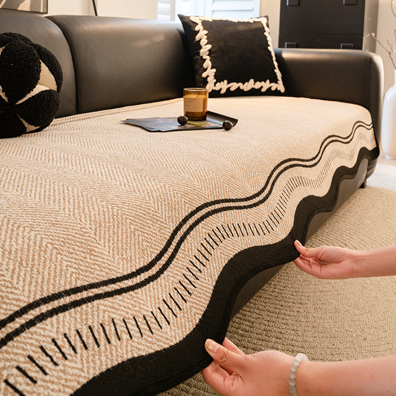 2024 nuevo cojín de sofá de forma especial de Chenille cubierto de tela retrógrada francesa cojín de asiento de tres personas cojín antideslizante