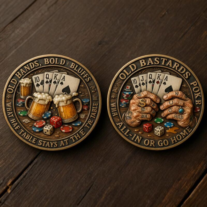 Poker Challenge Coins, Playing Card Game Coins, Crow Metal Coins, Eagle and Skull Logo Designs, Freedom Symbol