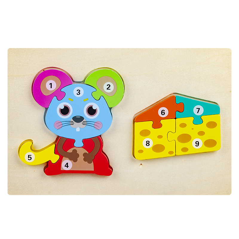 Pensamiento lógico para niños, cadena alimentaria, rompecabezas 3D, tablero de emparejamiento de bloques tridimensional, educación temprana, juguetes de madera educativos