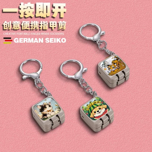 New Portable Nail Clipper Folding Nail Clipper Flip Keychain Pendant God of Wealth Cute Mini Nail Clipper