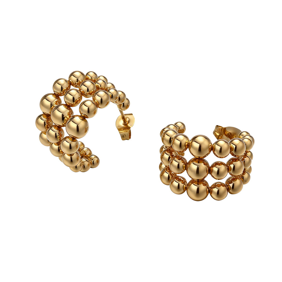 TENA Europa y América de acero inoxidable pendientes de mujer lujo ligero de alta calidad tapones de acero dorado venta caliente joyería de acero de titanio transfronteriza