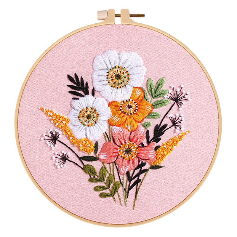Nuevo original DIY bordado hecho a mano material paquete colorido tiempo flor ramo transfronterizo inglés