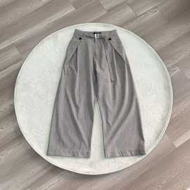 亚麻纹休闲轻薄夏季打褶宽松休闲裤透气阔腿裤2025年新款
