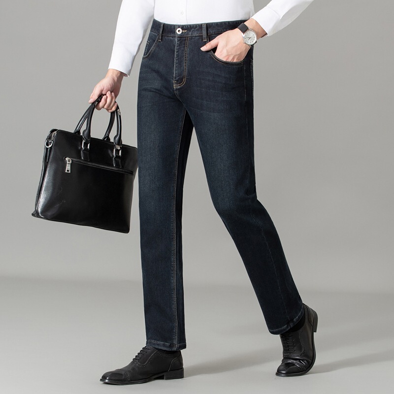 Counter Same Brand Men's Jeans Autumn and Winter Deep Crotch High Waist Straight Pants Loose Business Casual Pants Wholesale