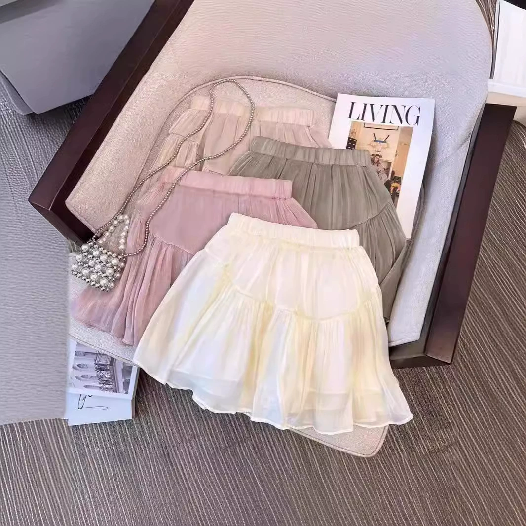Стример шифон плиссированная юбка женская летняя тонкая маленькая юбка-юбка-юбка с высокой талией