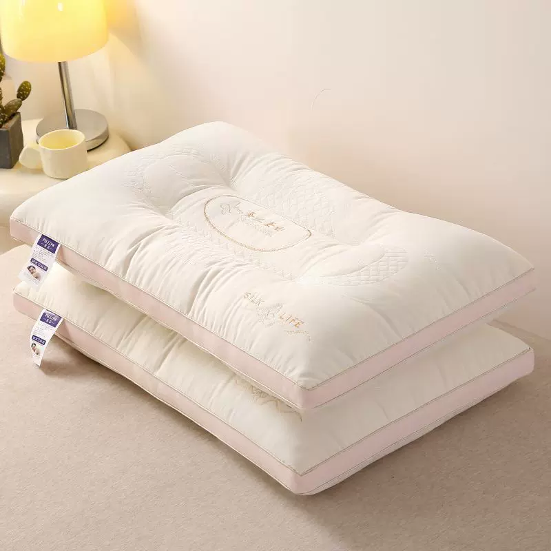 新款羊绒蛋白护颈枕超柔枕头枕芯家用单人成人刺绣枕助深度睡眠枕