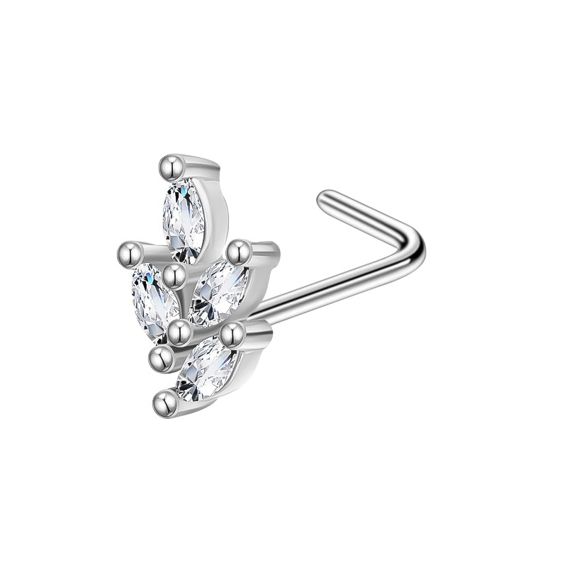 Bent Rod Stainless Steel Fashion Zircon Side Nose Stud Fine Needle Piercing Earring Yiwu Source Manufacturer Wholesale_voghion.com