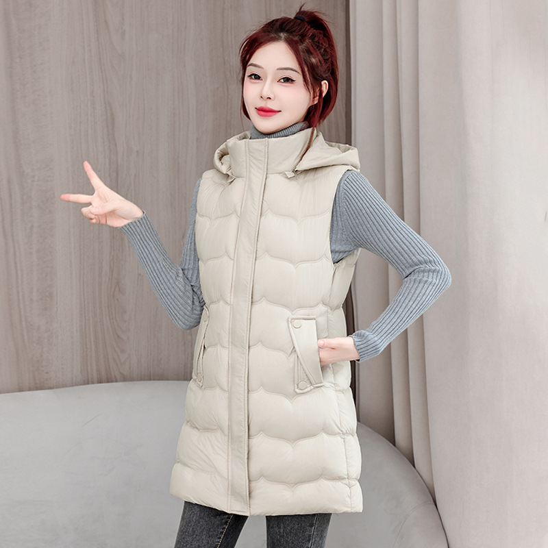 Mom's Cotton Vest with Hood, Windproof Vest, Plus Size, Middle-Aged and Elderly Outwear, Autumn and Winter down Cotton Vest for Women Mom's Cotton Vest with Hood, Windproof Vest, Plus Size, Middle-Aged and Elderly Outwear, Autumn and Winter down Cotton Vest for Women