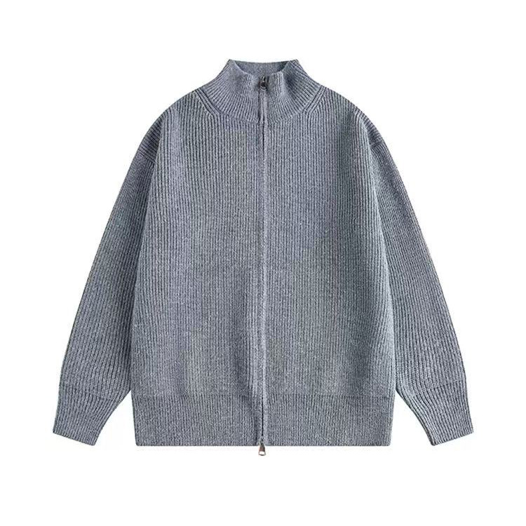 Abbigliamento da uomo Maglione con cerniera da uomo - Cardigan casual oversize (M-XXXL, nero/grigio/beige/rosso)_voghion.com
