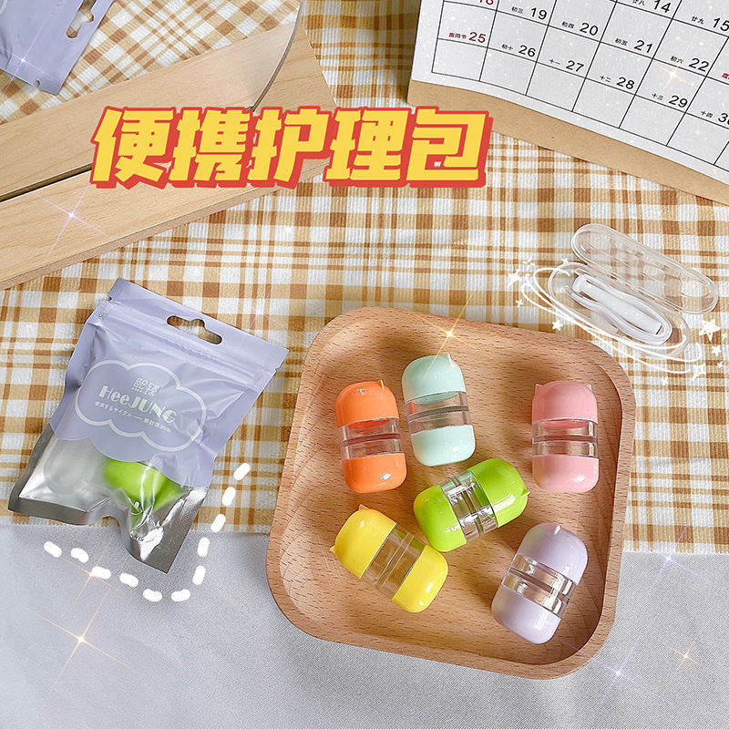 Beauty pupil box daily disposable portable nursing bag with clip double-headed cute three-dimensional double-joint box contact lens couple box
