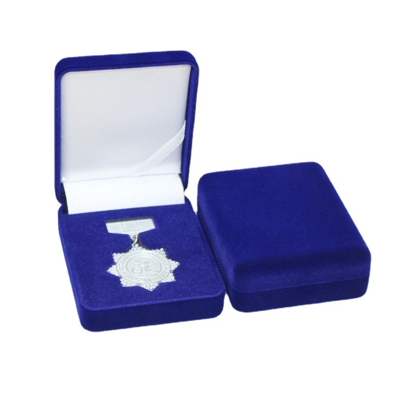 植绒校徽班徽胸章针奖牌勋章包装礼品首饰钥匙扣包装盒可印logo