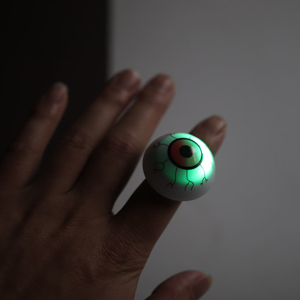 Halloween luminoso anillo plástico calabaza luz anillo murciélago cráneo anillo niños truco anillo de juguete