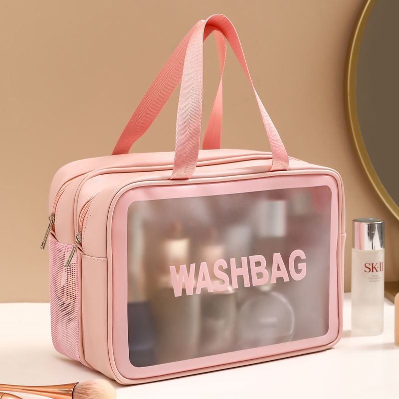 Bolsa de cosméticos transparente transfronteriza bolsa de almacenamiento impermeable de alta capacidad bolsa de lavado de maquillaje portátil PU
