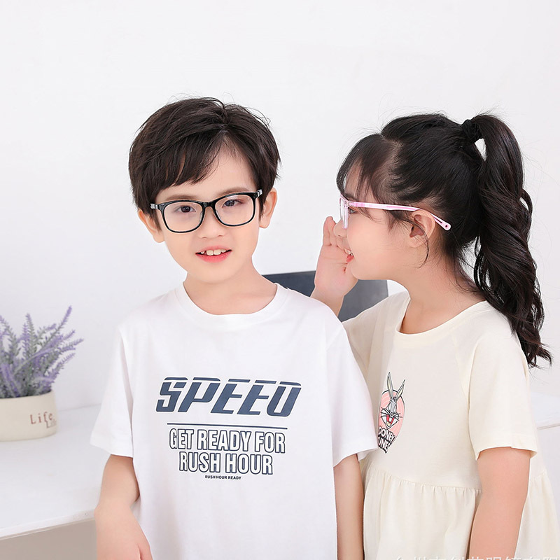 新款兒童防藍光眼鏡TR90防輻射硅膠雙色注塑柔軟平光鏡 TRD-105