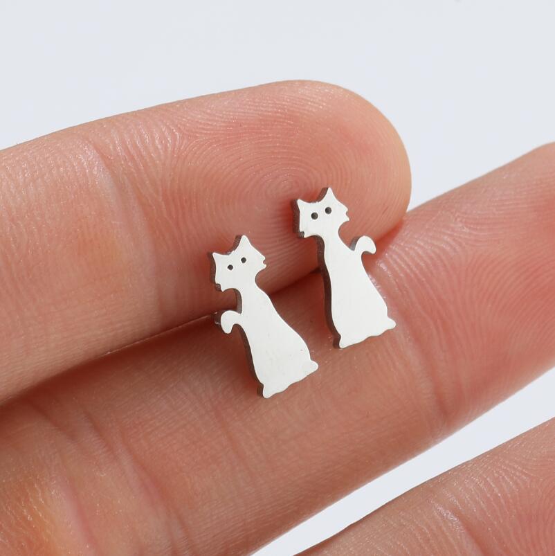 Rabbit, Turkey, Cat Pattern Women'S Gender PVD Coated 18K Gold Real Gold Plated Rabbit Turkey Cat 304 Stainless Steel Fashion Waterproof Non Tarnish Ear Studs