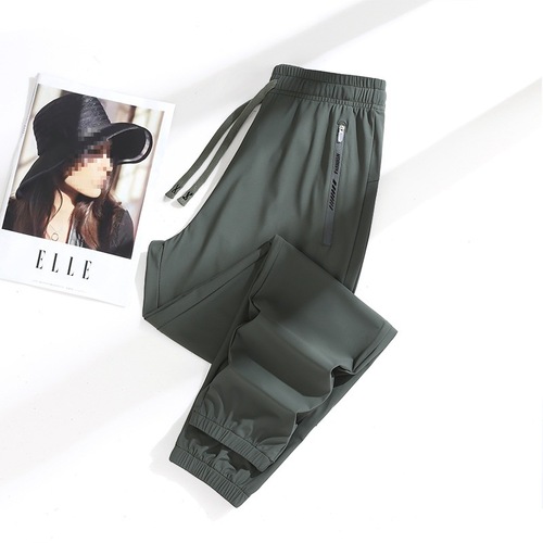 Summer Ice Silk Pants, Quick-Drying Breathable Nylon Men's Elastic Soft Wrinkle-Resistant Cooling Couple's Edition