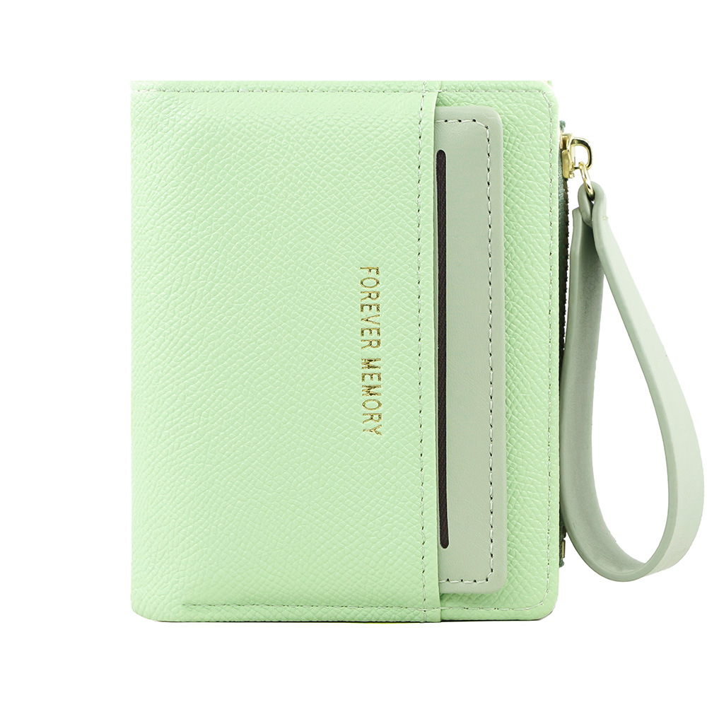 Nueva billetera corta de mujer fresca y simple doble cremallera bolso de cambio multi-tarjeta bolso multifuncional