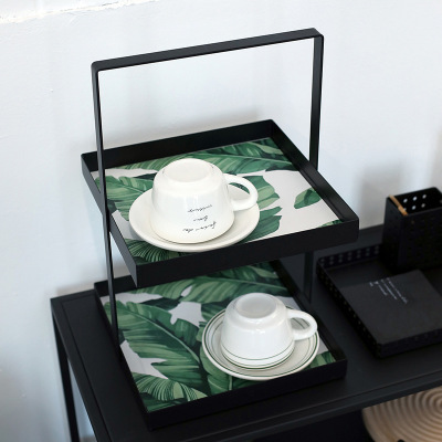 黑色铁艺置物架 卧室梳妆台化妆品收纳架 厨房桌面杂物收纳盘|ms