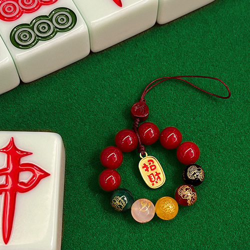 New Chinese style original red bodhi root mobile phone chain hanging ins style couple mobile phone case lanyard U disk pendant wholesale women