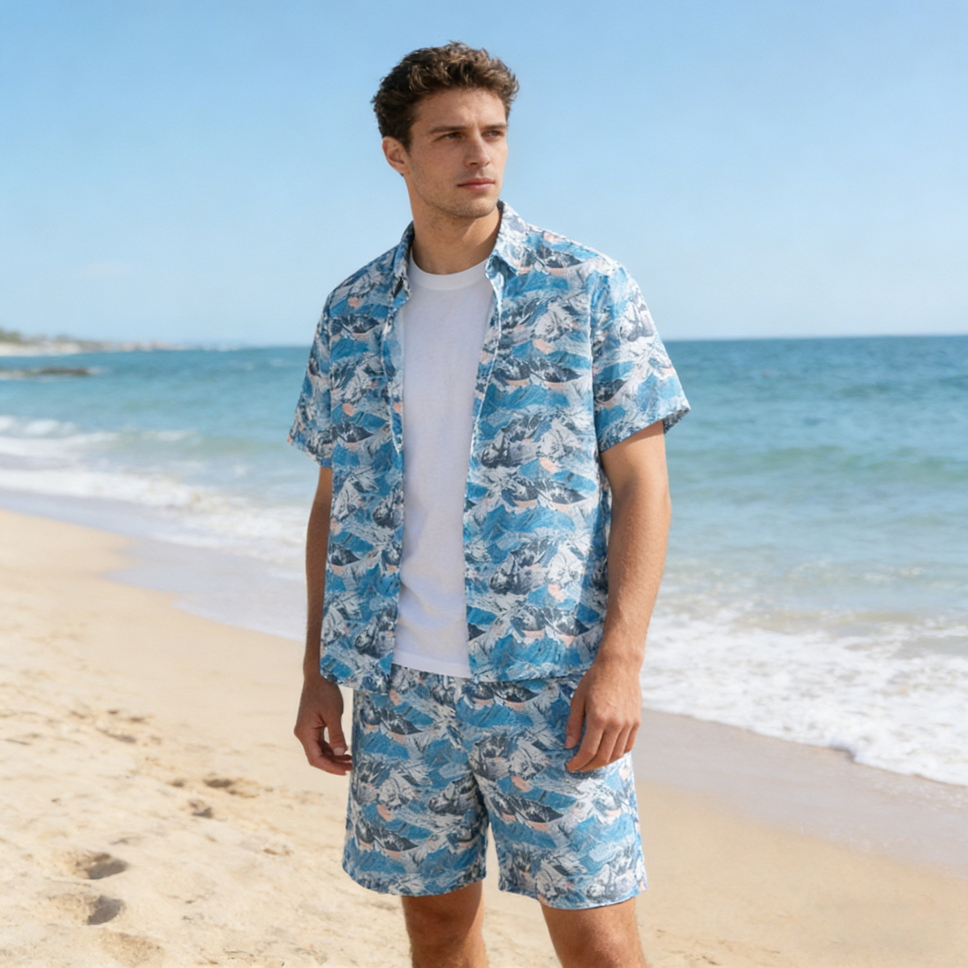 Comercio exterior transfronterizo personalidad tattoos camisa de mangas cortas para hombres camisa suelta de estilo general camisa de hielo delgada camisa adolescente