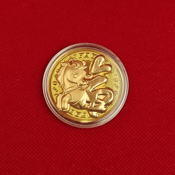 2026 Year of the Horse Good Luck Gold Foil Commemorative Gold Coin…