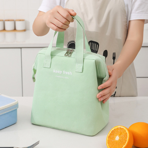 Steel frame lunch bag with large capacity ice bag, thick insulation and preservation bag for office hand-held rice box bag, Oxford cloth lunch bag