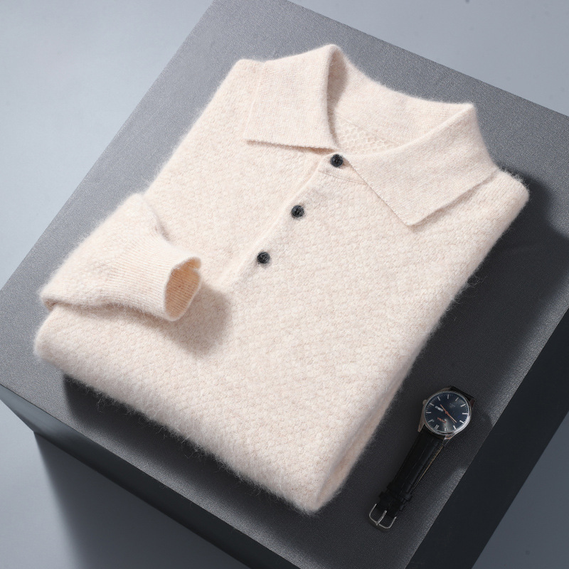 2025 Autumn and Winter New First-Line Ready-To-Wear Polo Shirt Men's Casual Mink Velvet Knitwear Shirt Collar Knitwear Factory