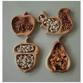 跨境木质工艺品松鼠零食托盘家居用品可爱造型干果盘零食坚果托盘