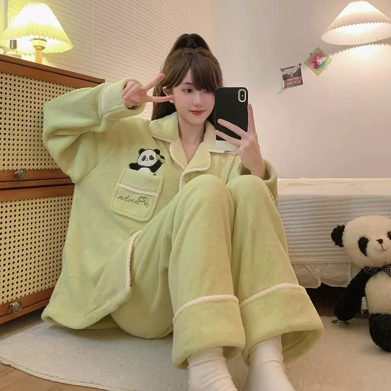 2025新款睡衣女款秋冬季珊瑚绒加绒加厚冬天法兰绒家居服可外穿