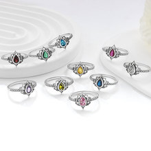 跨境热销复古镶锆石指环批做旧火焰形状莲花戒指 复古宽面指环女