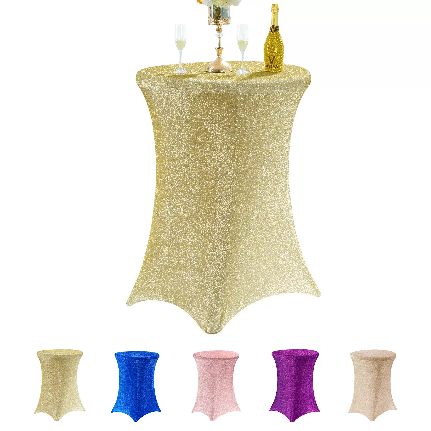 桌布弹力套酒店会议鸡尾酒桌套高脚吧台圆形纯色桌裙跨境宴会桌围