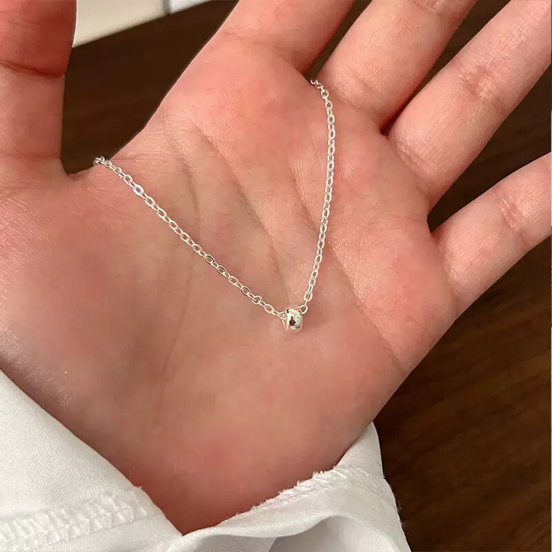 S925 シルバー韓国語バージョンシンプルなコールドスタイルネックレス女性のニッチ絶妙なペンダントビーズデイリーファッション多用途鎖骨チェーン|undefined