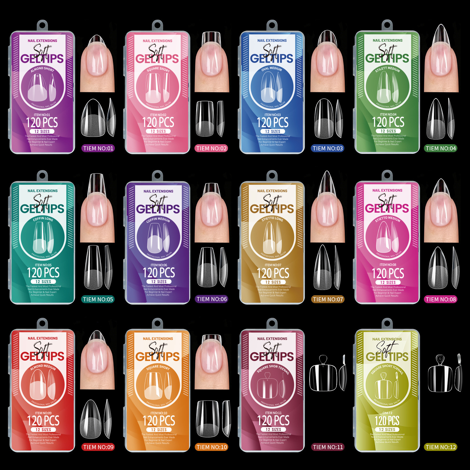 Cross-border transparent semi-matte full-cover ultra-thin seamless nail tips, no filing required, 120 pieces, full size, wholesale