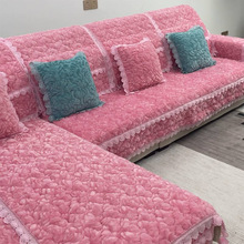 冬季玫瑰绒沙发垫四季毛绒防滑加厚坐垫简约现代欧式皮沙发套罩巾