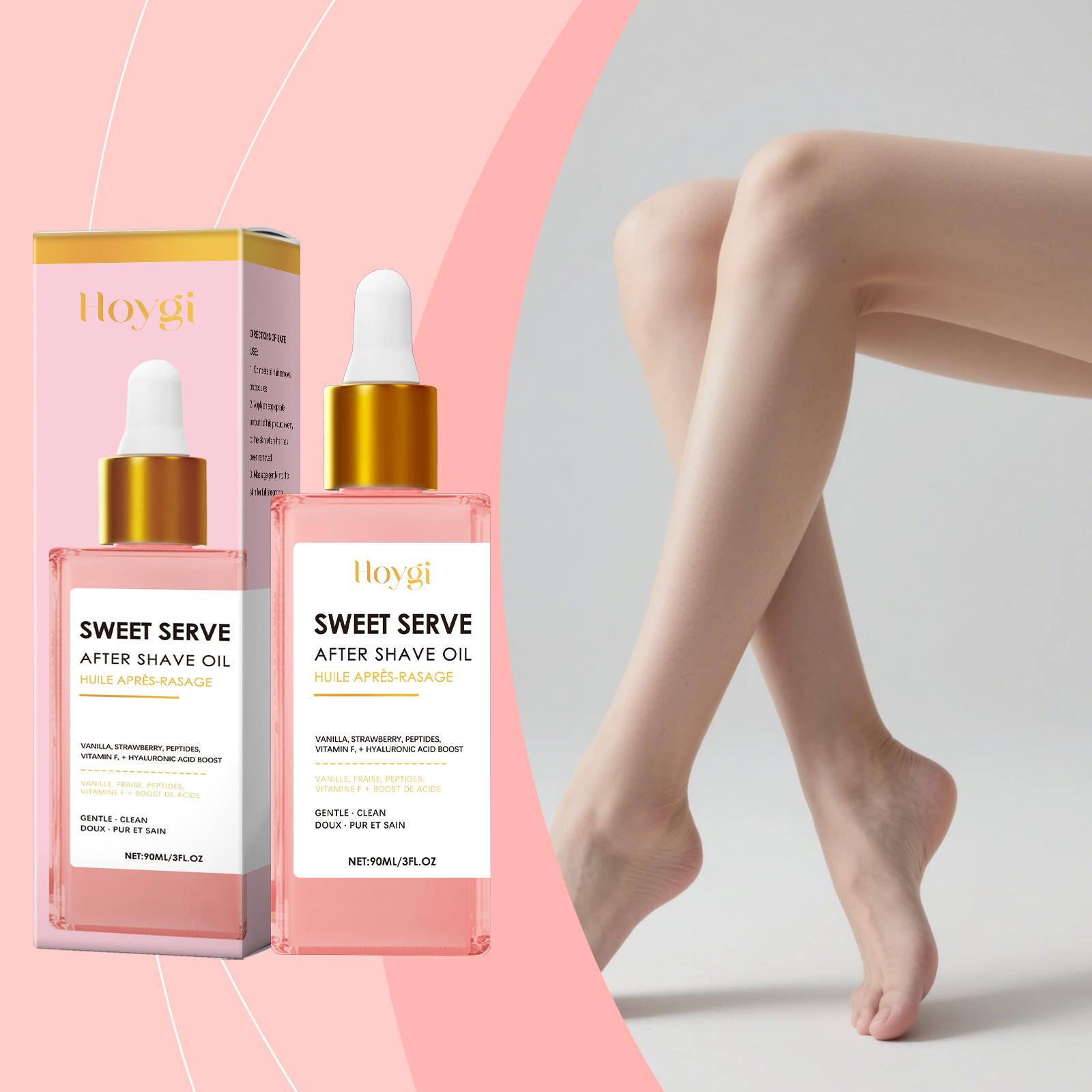 Hoygi Strawberry Flavor Hair Removal and Post-Shave Care Essential Oil Gentle Nourishing Skin Moisturizing and Softening Care Essential Oil