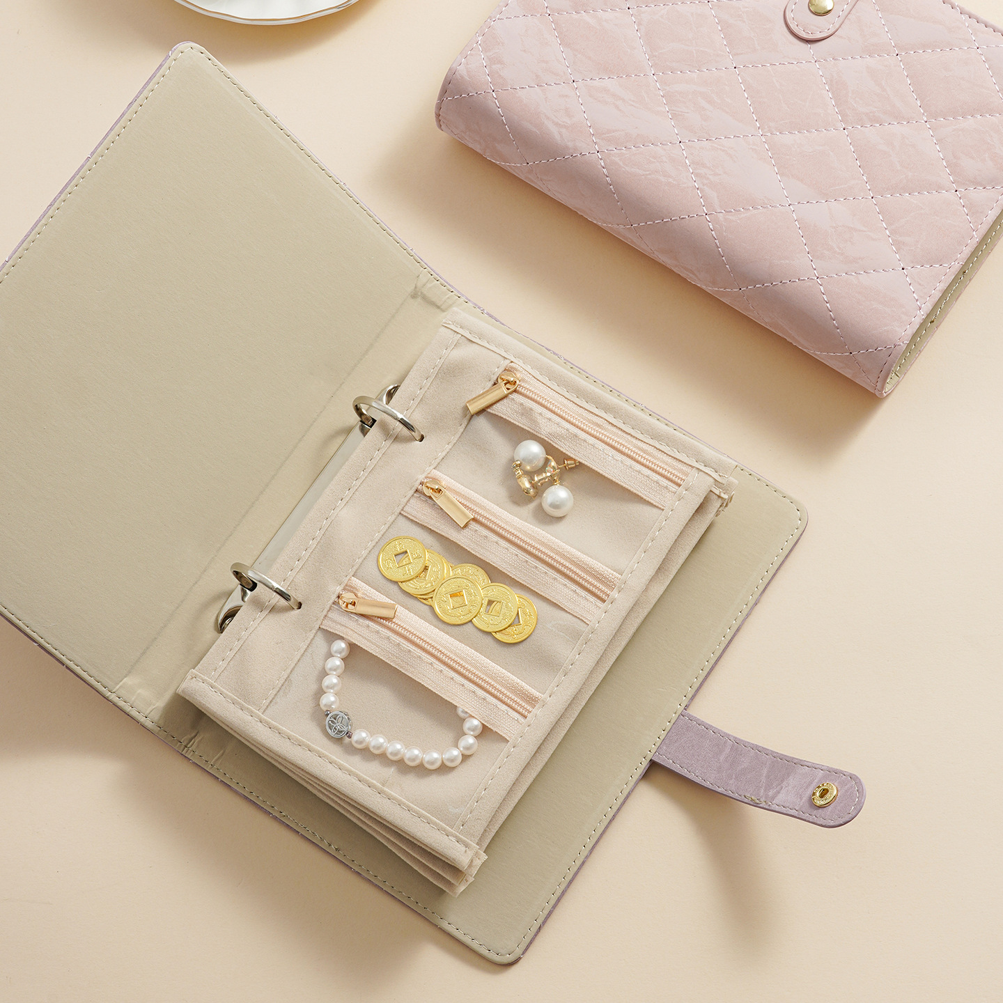 (Cross-border trading), jewelry storage book, golden storage system, handheld organizer bag for traveling, light luxury style, Birthday gift 4