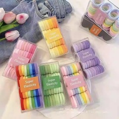 韩版高弹力彩色毛巾圈发圈简约森系扎头发皮筋盒装不伤发发饰批发