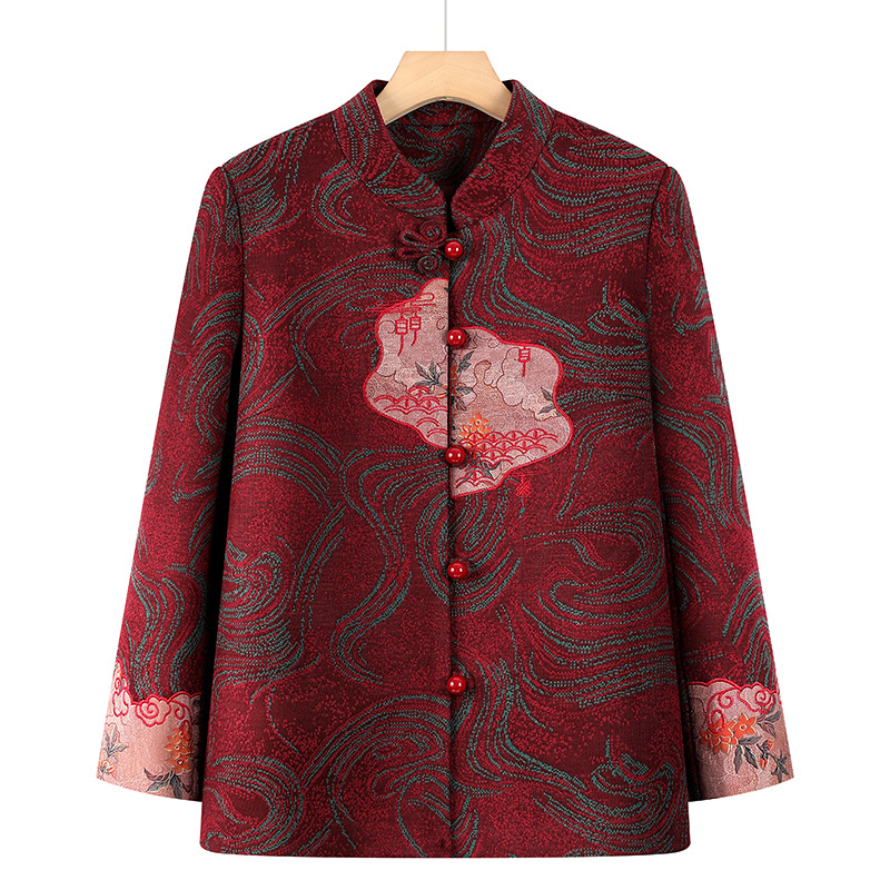 New Autumn Clothing for Middle-Aged and Elderly Women, Grandma's Spring and Autumn Jacket, Old Lady's Tang Suit, Elderly Women's Autumn Tops
