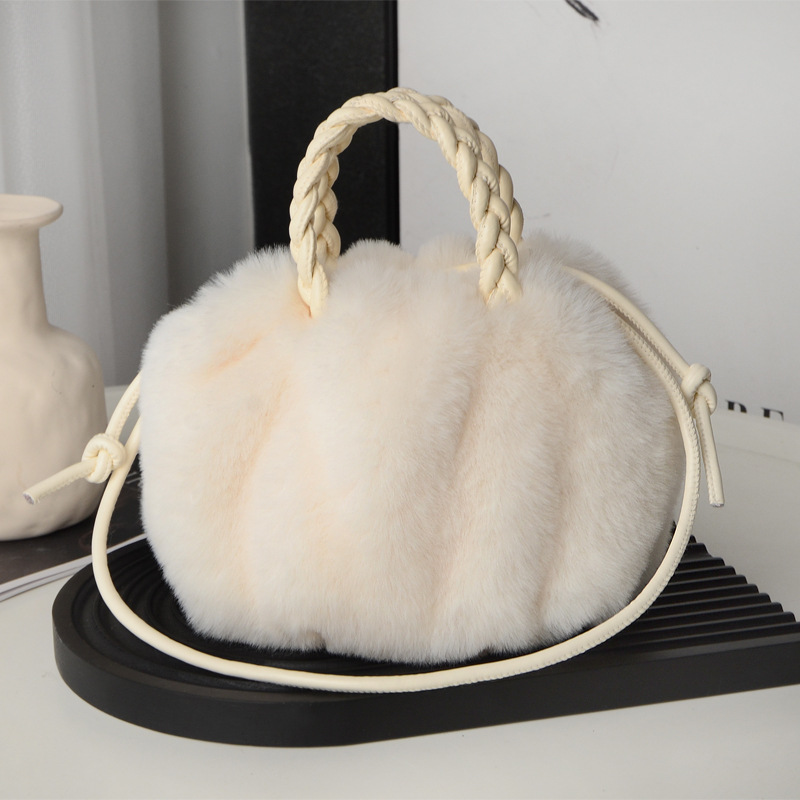 plush crossbody bag pumpkin bag new portable wool-like bag fashion one-shoulder versatile cute cloud miumiu bag bag