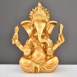 跨境爆款砂岩树脂工艺品金色印度象头神家居装饰摆件创意礼品