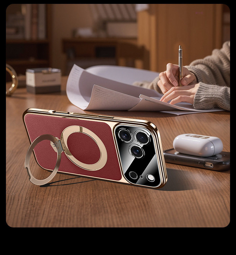 Ốp lưng điện thoại chống sốc viền dày có giá đỡ từ tính cho iPhone 14/15/16/17 Pro Max — 【Đen Maituo★Da nhựa từ tính có giá đỡ】, 【Trắng Maituo★Da nhựa từ tính có giá đỡ】, 【Vàng Maituo★Da nhựa từ tính có giá đỡ】, 【Đỏ Maituo★Da nhựa từ tính có giá đỡ】 chi tiết 10
