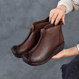 以一 Этнические кожаные короткие сапоги для матери для отдыха, мягкая подошва, этнический стиль, воловья кожа