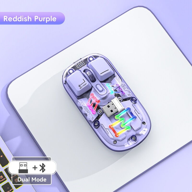 T7 透明ワイヤレスデュアルモード RGB Bluetooth マウス人間工学に基づいたノートブックタブレットユニバーサル高価値|undefined