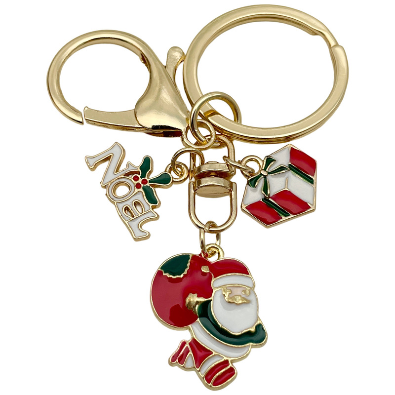 クロスボーダーサンタクロースの日クリスマスツリーデーかわいいキーホルダー合金キーチェーンバッグペンダントジュエリー小さなギフト|undefined