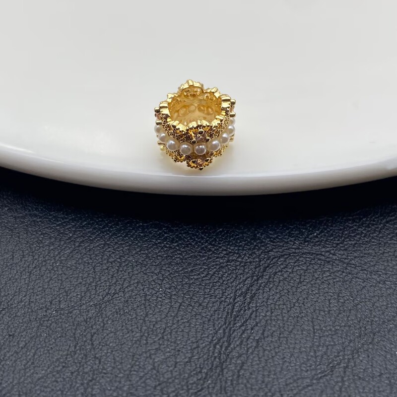 珍珠跑环大孔隔珠保色锆石散珠微钻穿珠手工水晶文玩手串手链DIY|undefined