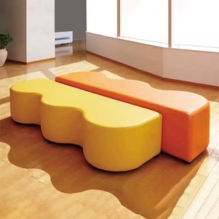Kindergarten early education aisle waiting area long bar soft package wavy stool training institutions soft parents rest stool