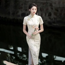 旗袍女2024新款夏季复古中国风女装花朵中长款年轻款纯欲风连衣裙