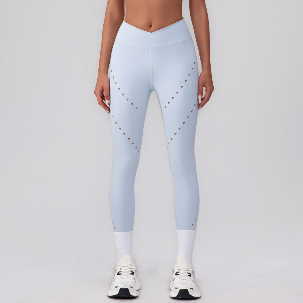 Recordando los nuevos pantalones de pierna de encaje de fitness de secado rápido hueco en forma de V, desnudos, cintura alta, glúteos, yoga, pantalones cortos, mujeres