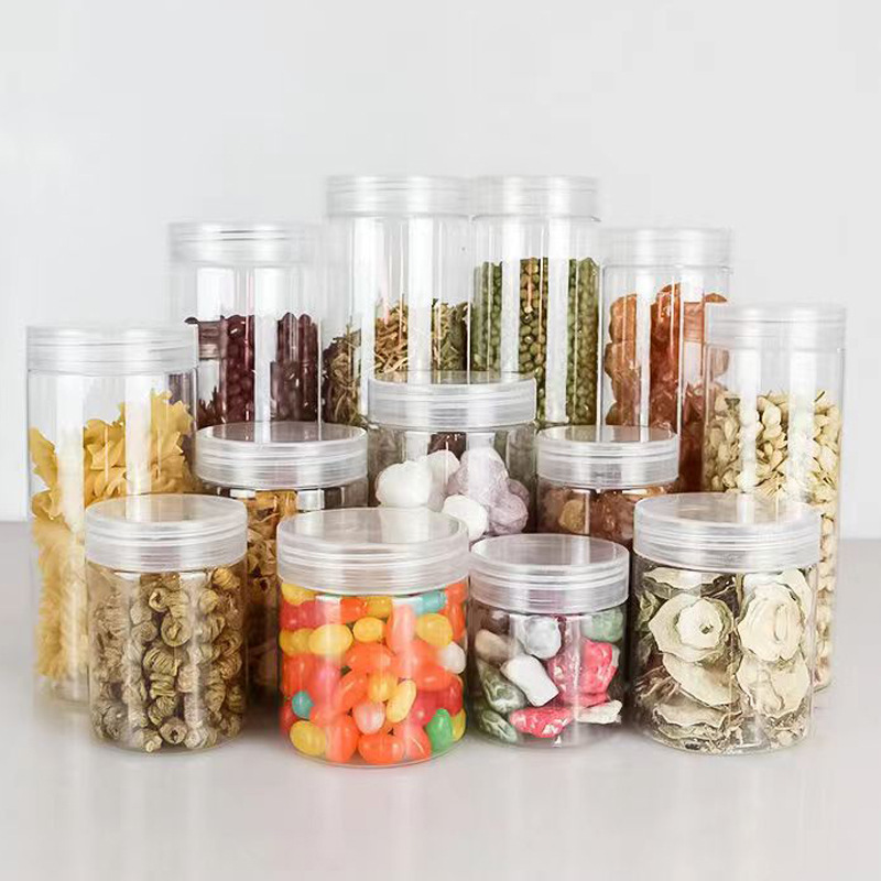 transparent plastic bottle gift packaging jar pet food grade sealed jar nuts tangerin peel plastic jar round plastic box